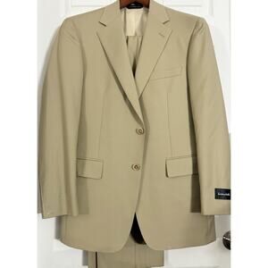 Samuelsohn NWT Super 110's Wool 2 pc Suit Size 38R Tan Pants 32"
